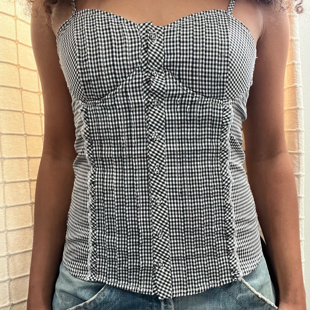 Black and White Checkered Women's corset Top